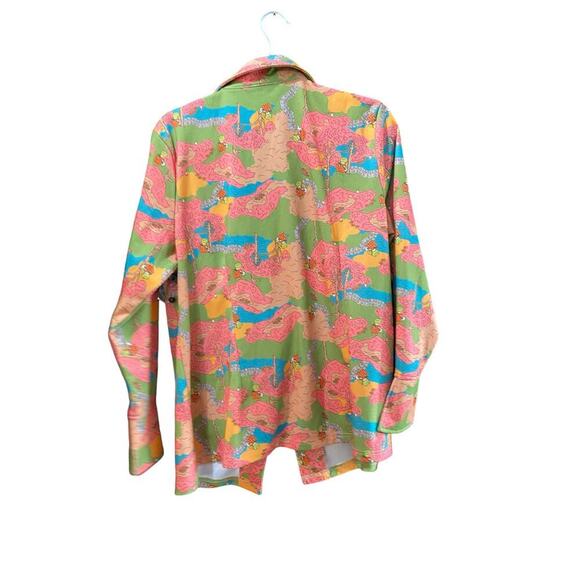 Unique Vintage Multicolor Long Sleeves Button Front Blouse Top Size 16 - Picture 3 of 5